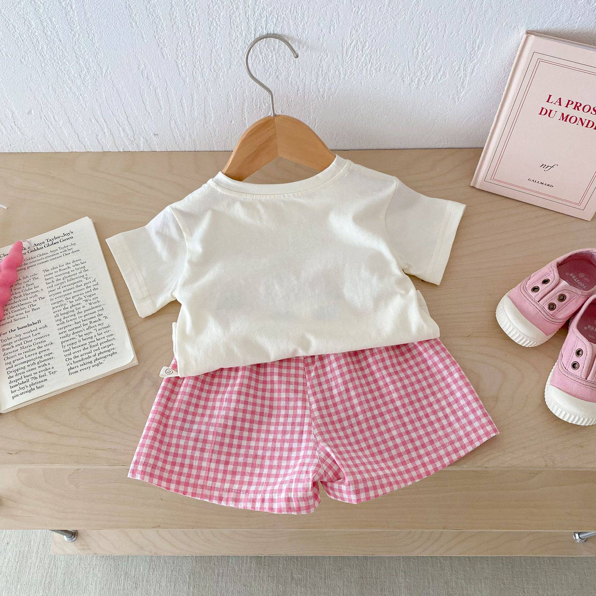 FADOBABY Girls Summer Outfit Cute Toddler Short Sleeve T-Shirt and Shorts Two-Piece Set 16